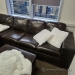 Espresso Leather Sectional Sofa Couch w/ Ottoman